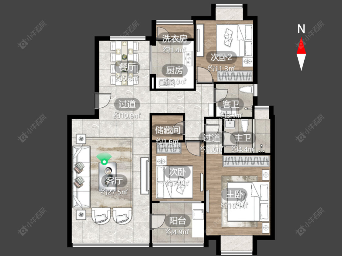 常州奥林匹克花园在售二手房源户型图_小牛看房