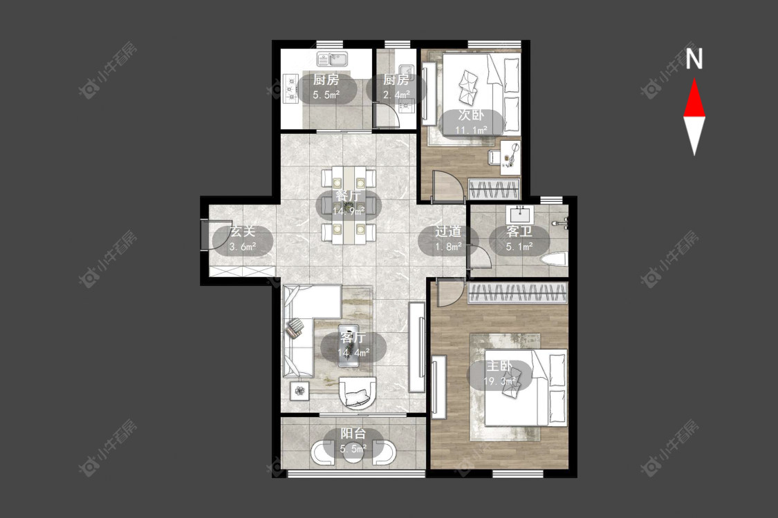 常州新城南都花海在售二手房源户型图_小牛看房