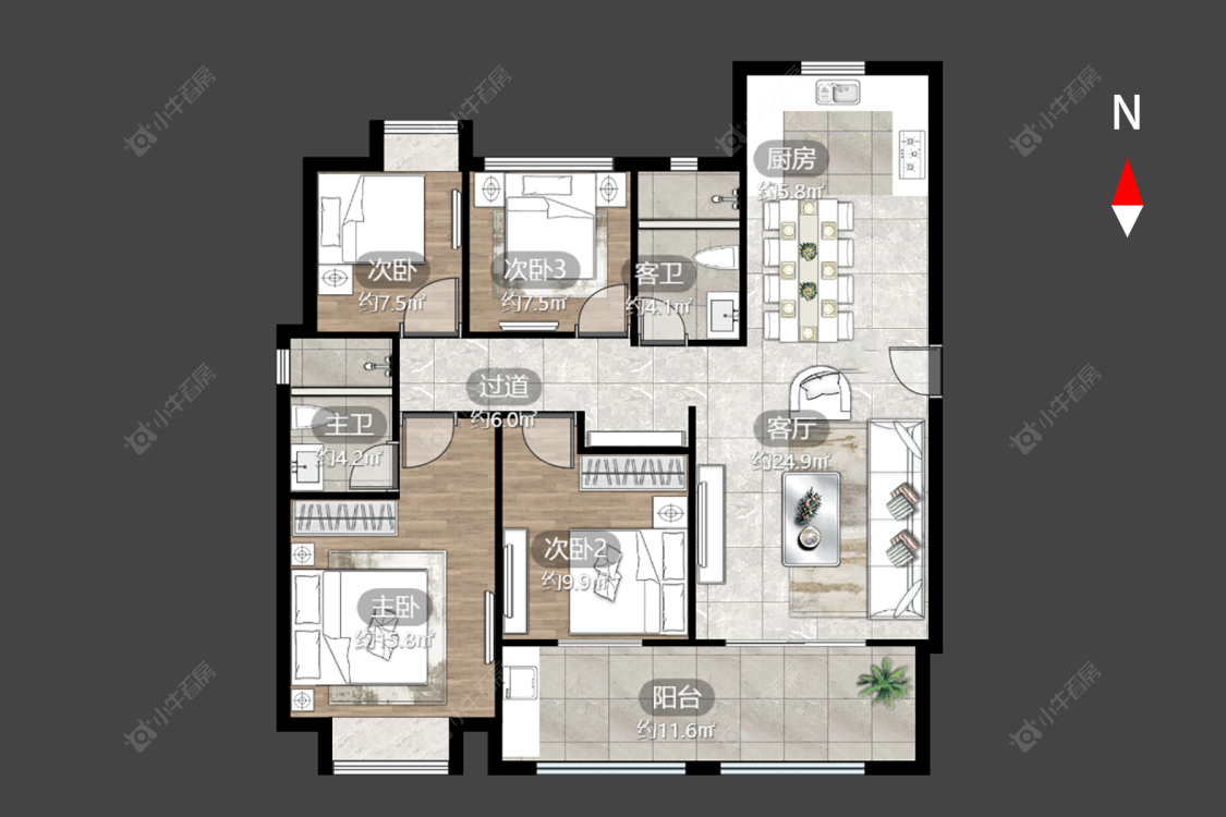 新城郡未来房源户型图 常州新城郡未来在售二手房源户型图_小牛看房