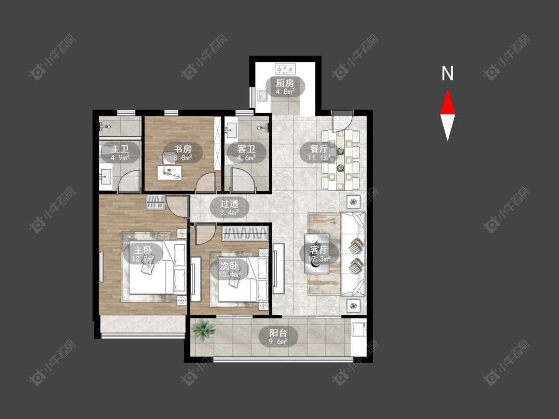 常州龙湖景粼天著在售二手房源户型图_小牛看房