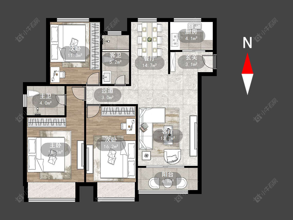 常州津通雅苑在售二手房源户型图_小牛看房