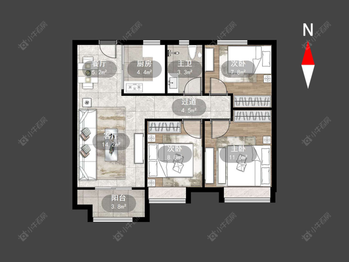 龙宸铭著房源户型图 常州龙宸铭著在售二手房源户型图_小牛看房
