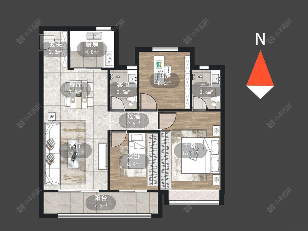 常州中梁金科启宸在售二手房源户型图_小牛看房