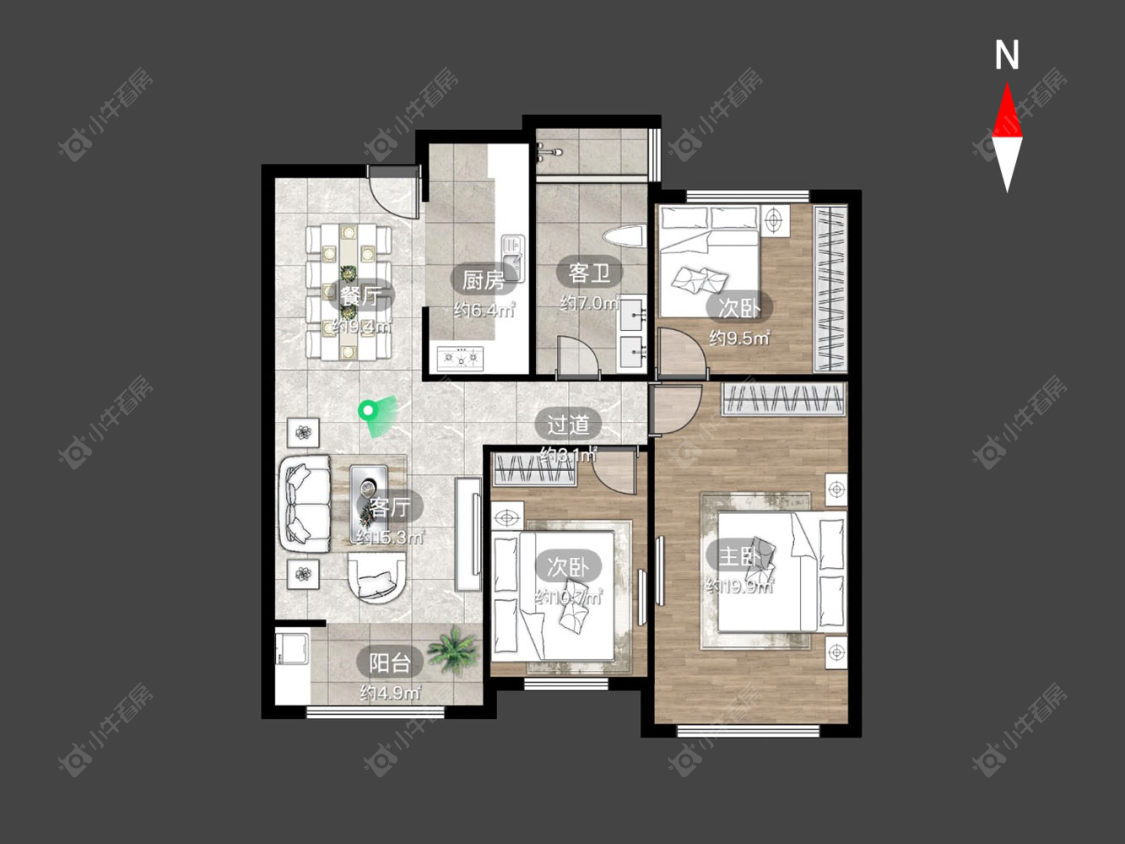 常州龙湖香醍漫步南区在售二手房源户型图_小牛看房