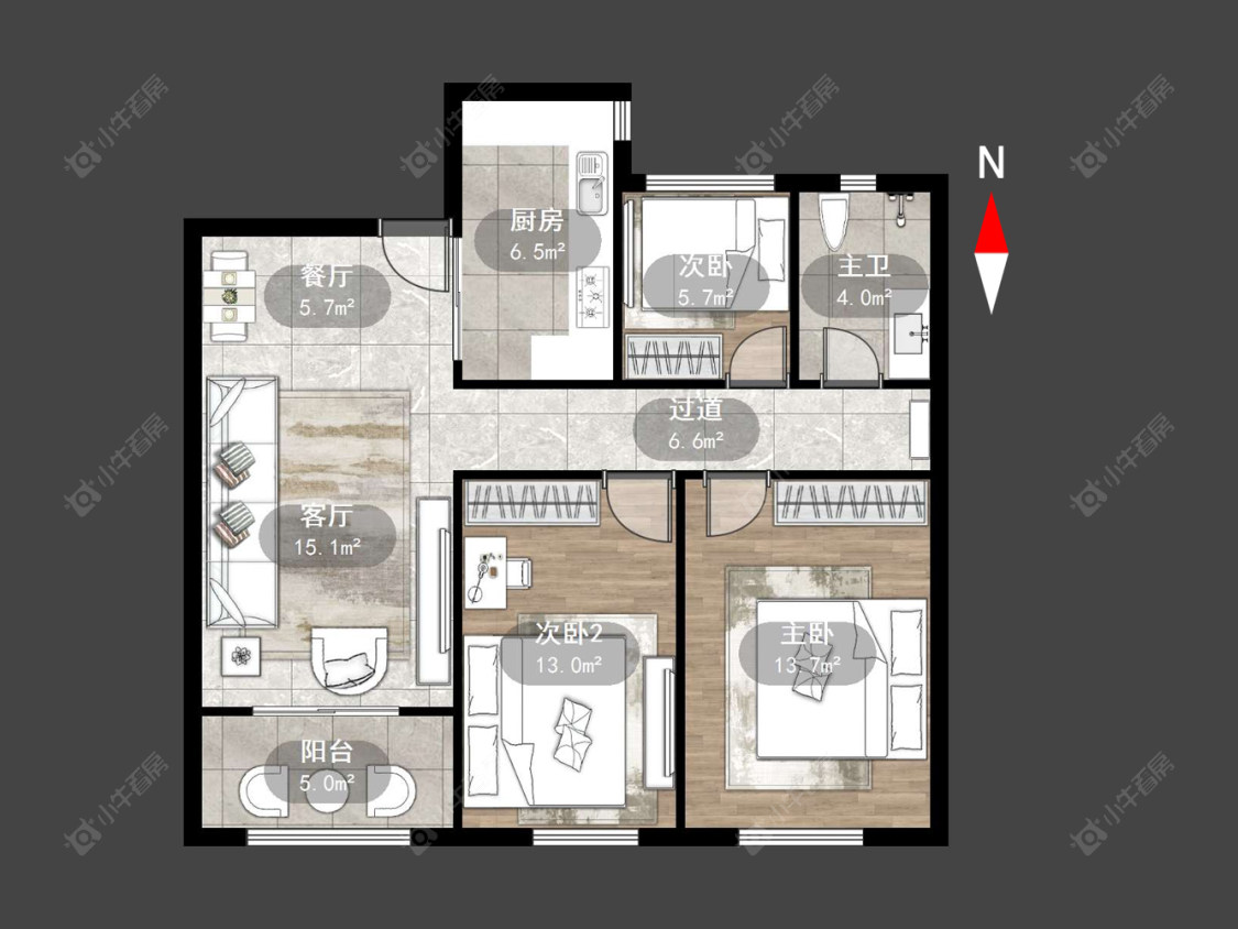 常州牡丹水岸国际在售二手房源户型图_小牛看房