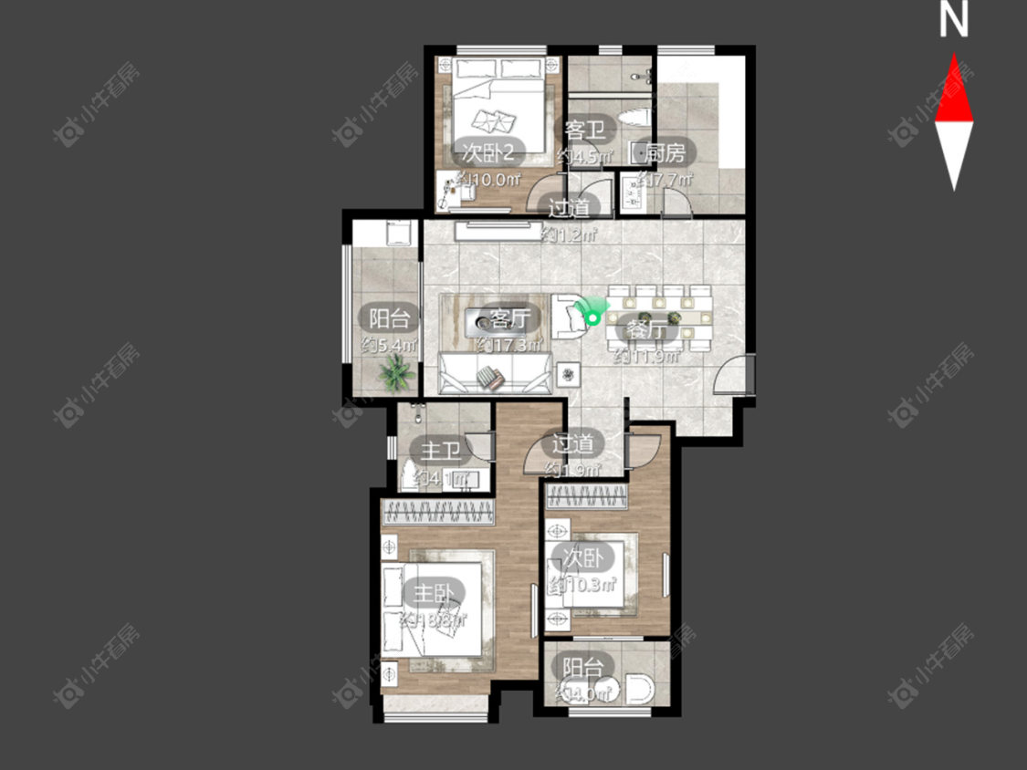 常州公园壹号四期在售二手房源户型图_小牛看房