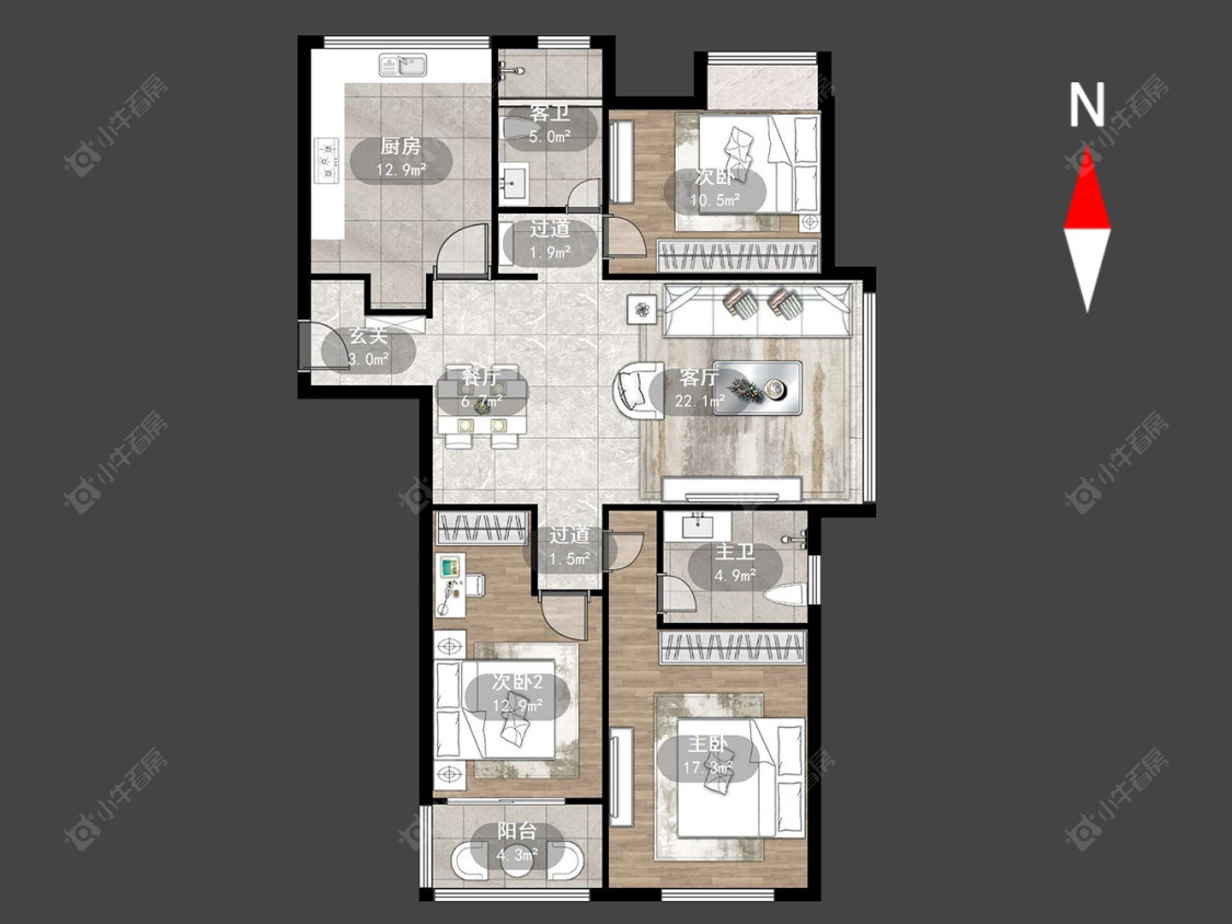 湖港名居房源户型图 常州湖港名居在售二手房源户型图_小牛看房