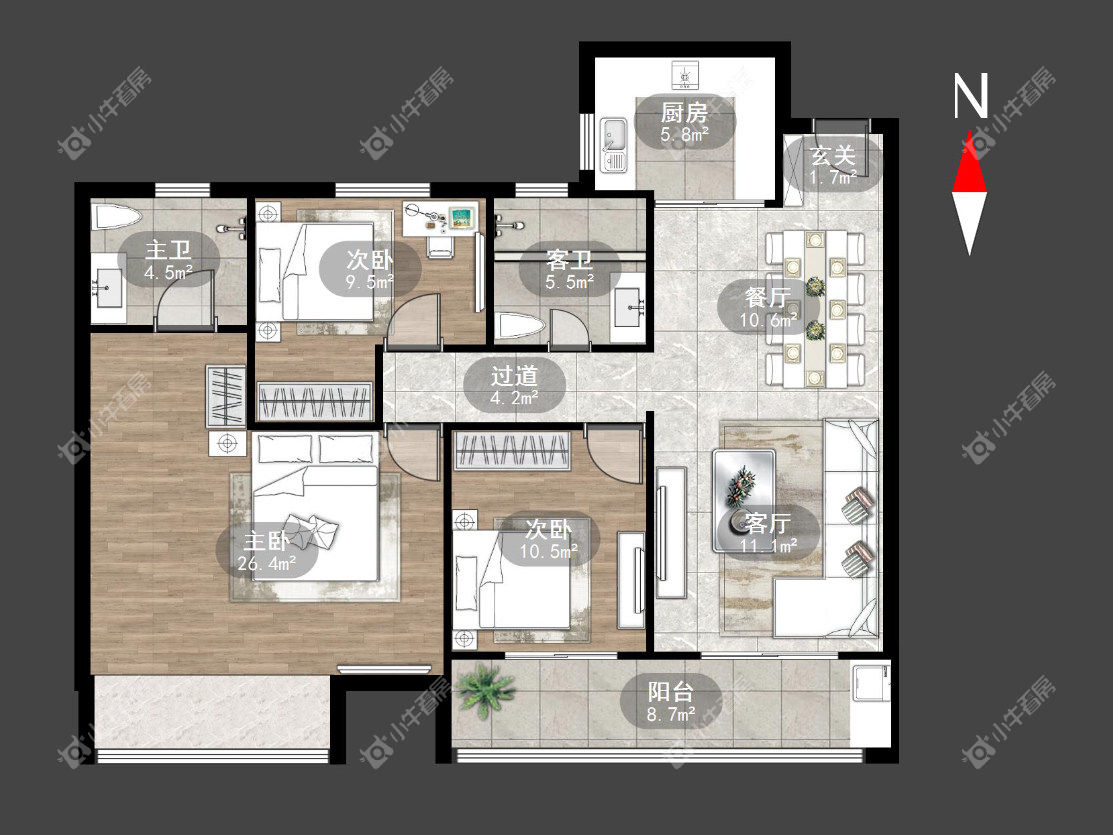 常州竹韵茗苑在租房源户型图_小牛看房