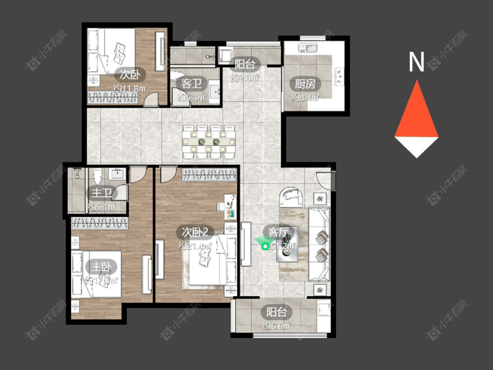 常州新城南都花海在售二手房源户型图_小牛看房