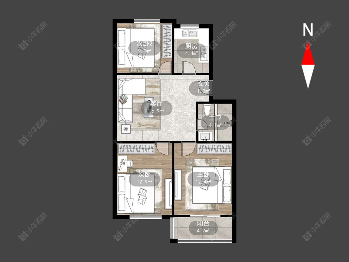 常州新龙花苑西区在售二手房源户型图_小牛看房