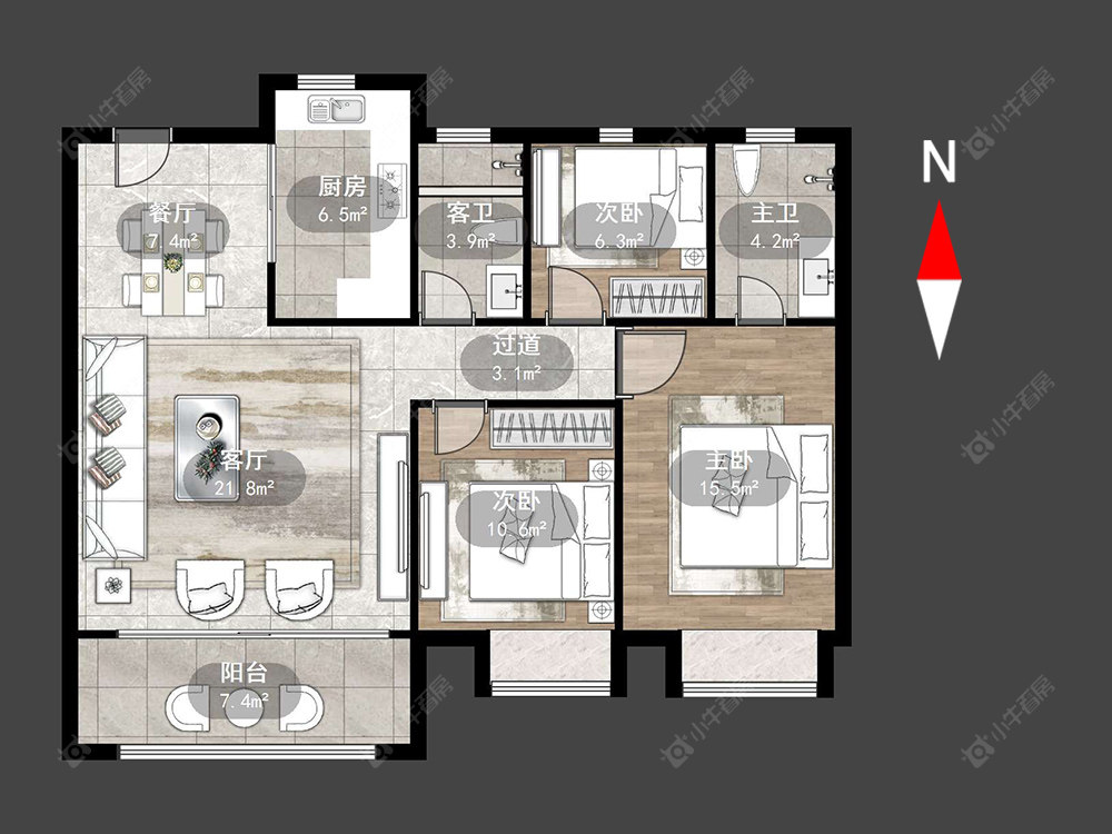 常州新城路劲·西岸时光在售二手房源户型图_小牛看房