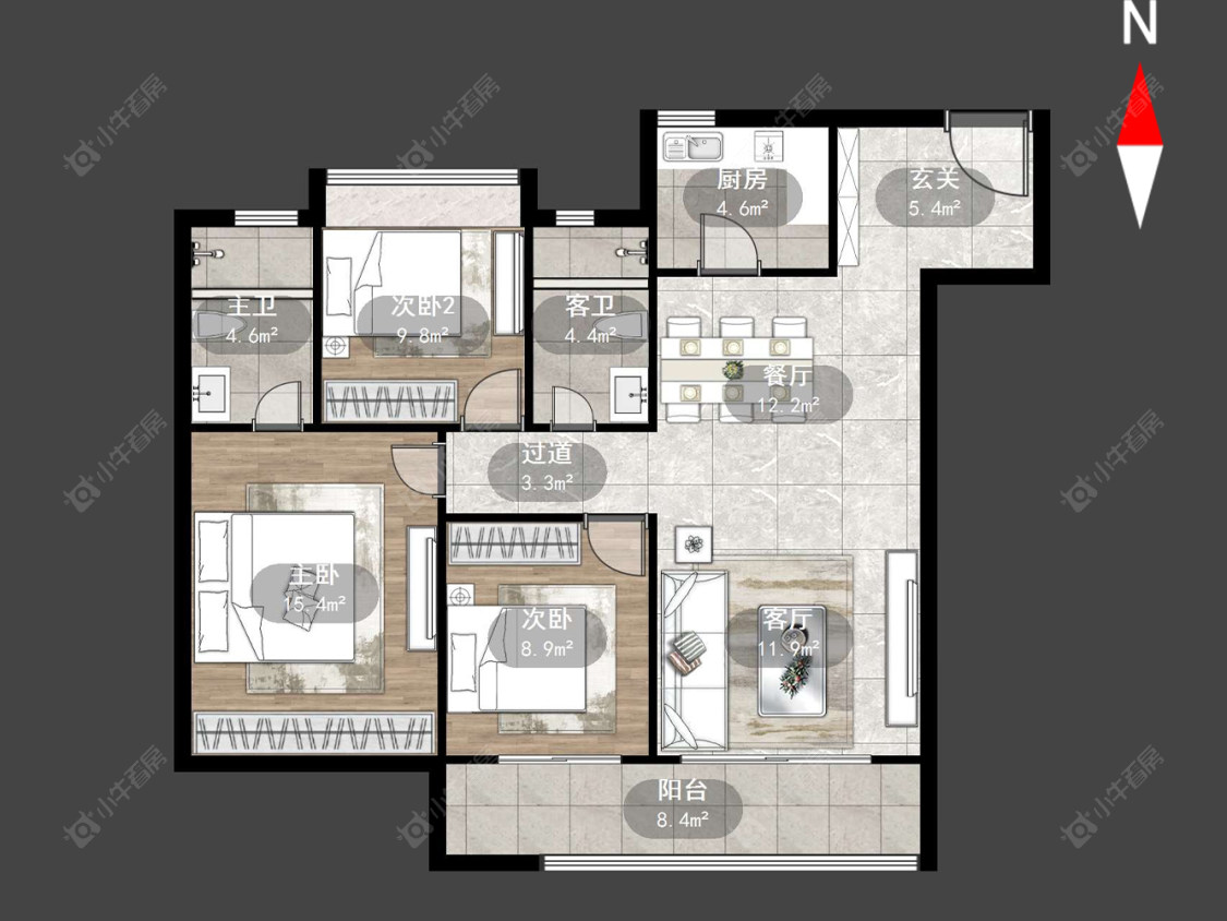 常州美的世茂云筑在售二手房源户型图_小牛看房