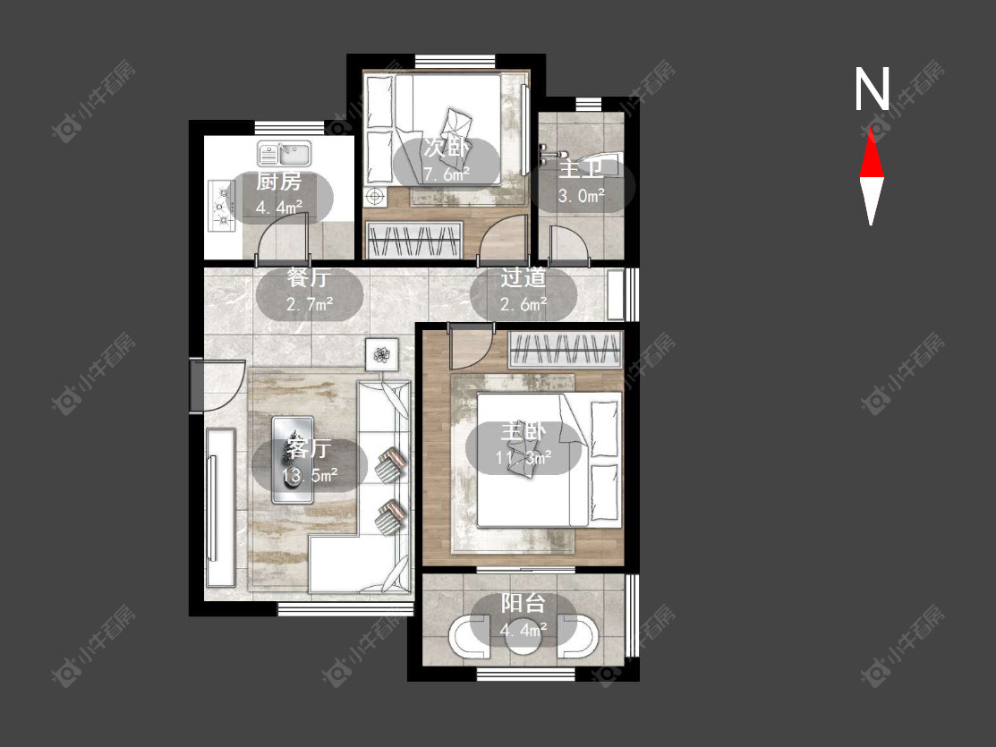 常州水岸花语在售二手房源户型图_小牛看房