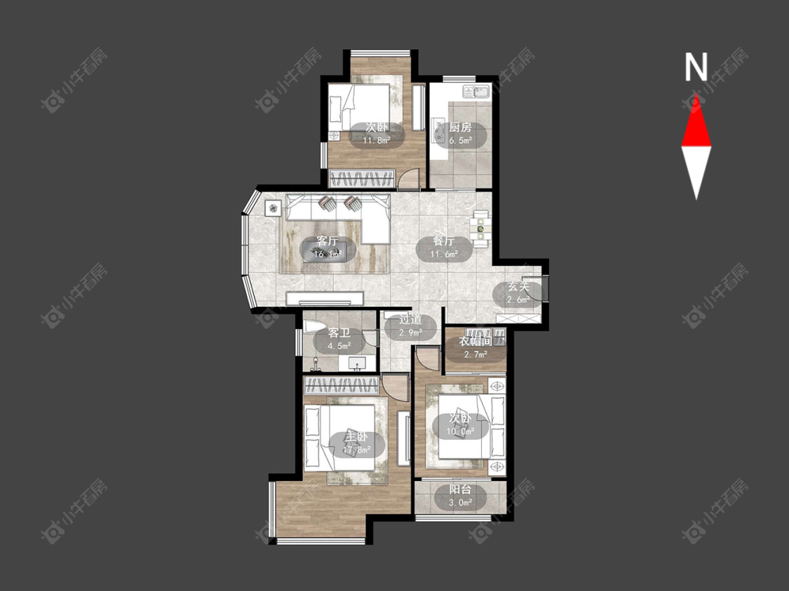 中央花园房源户型图 常州中央花园在售二手房源户型图_小牛看房