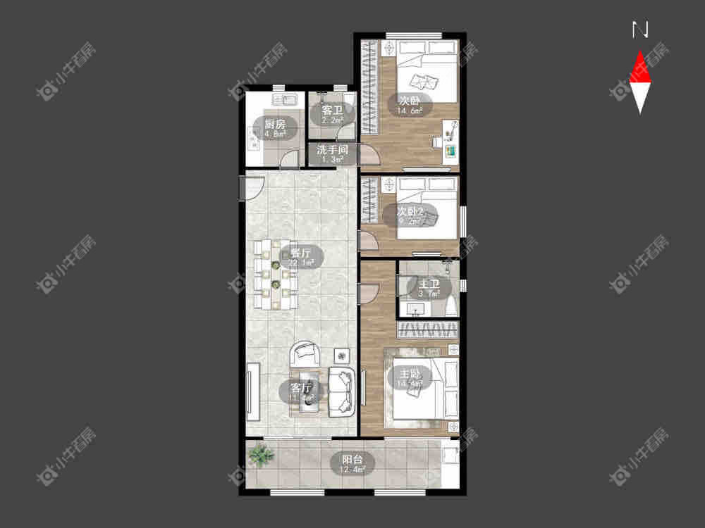 常州九洲花园二期在租房源户型图_小牛看房