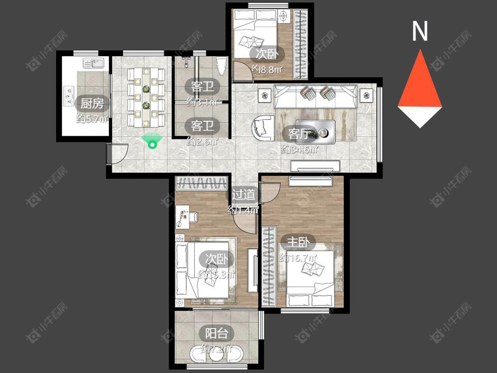 常州景城名轩在售二手房源户型图_小牛看房