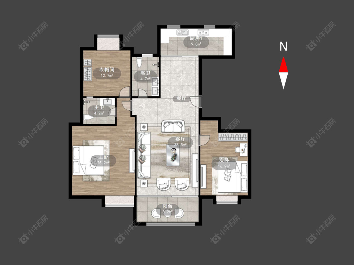 常州世茂香槟湖二期在售二手房源户型图_小牛看房