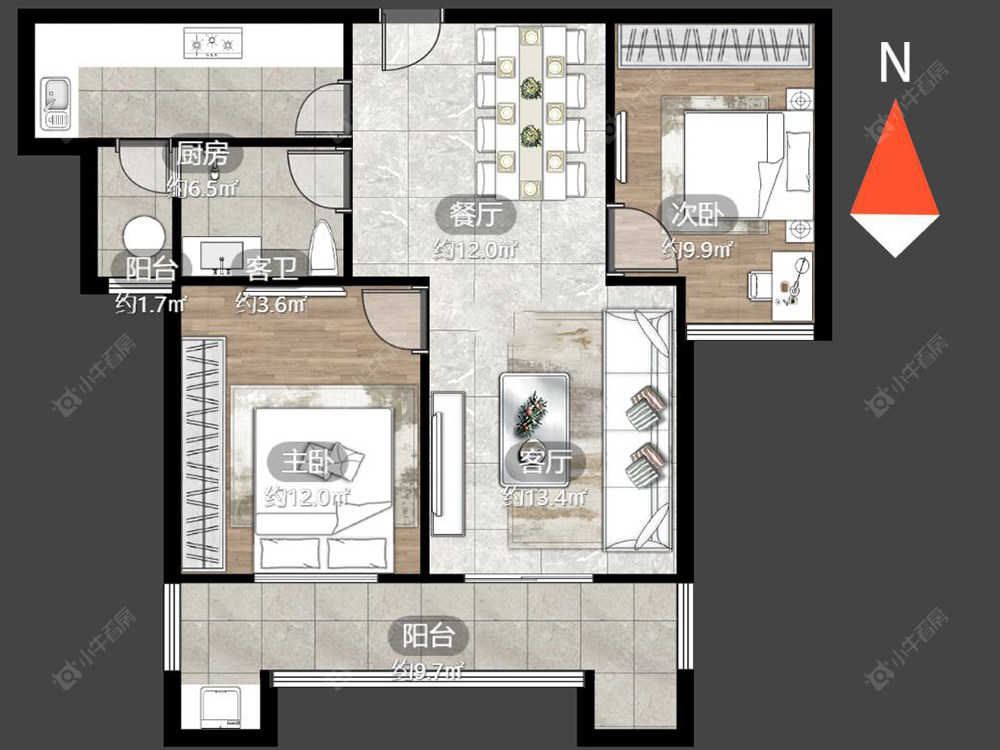 常州莱蒙城睿景公寓在售二手房源户型图_小牛看房