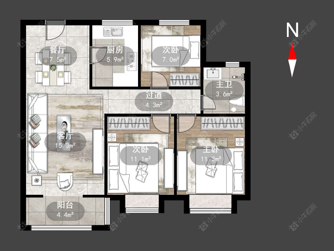 常州华润国际五期在售二手房源户型图_小牛看房