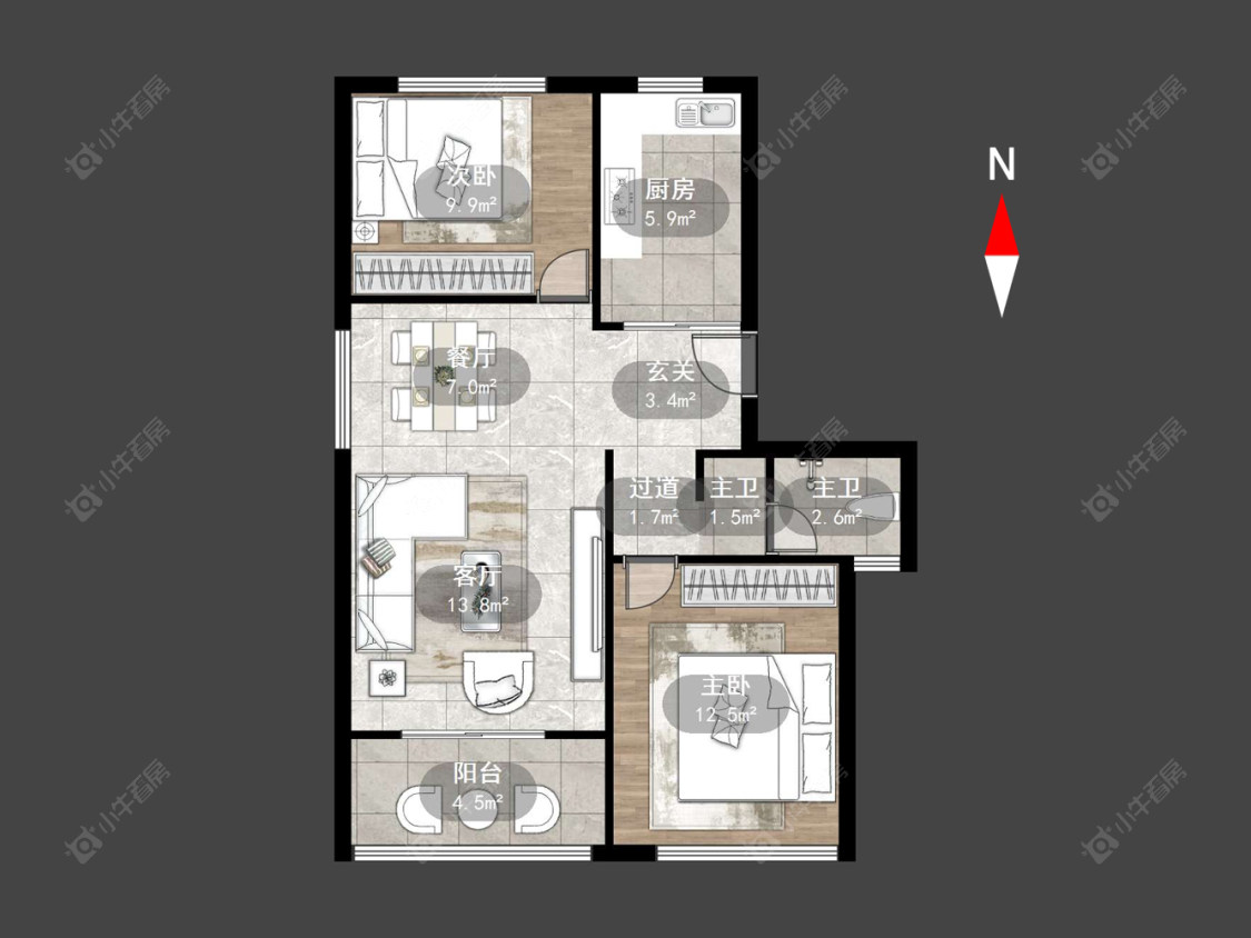 新景花苑二期房源户型图 常州新景花苑二期在售二手房源户型图_小牛看房