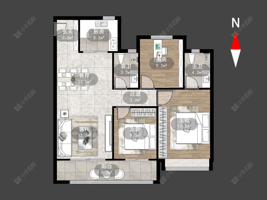 常州中梁金科启宸在售二手房源户型图_小牛看房