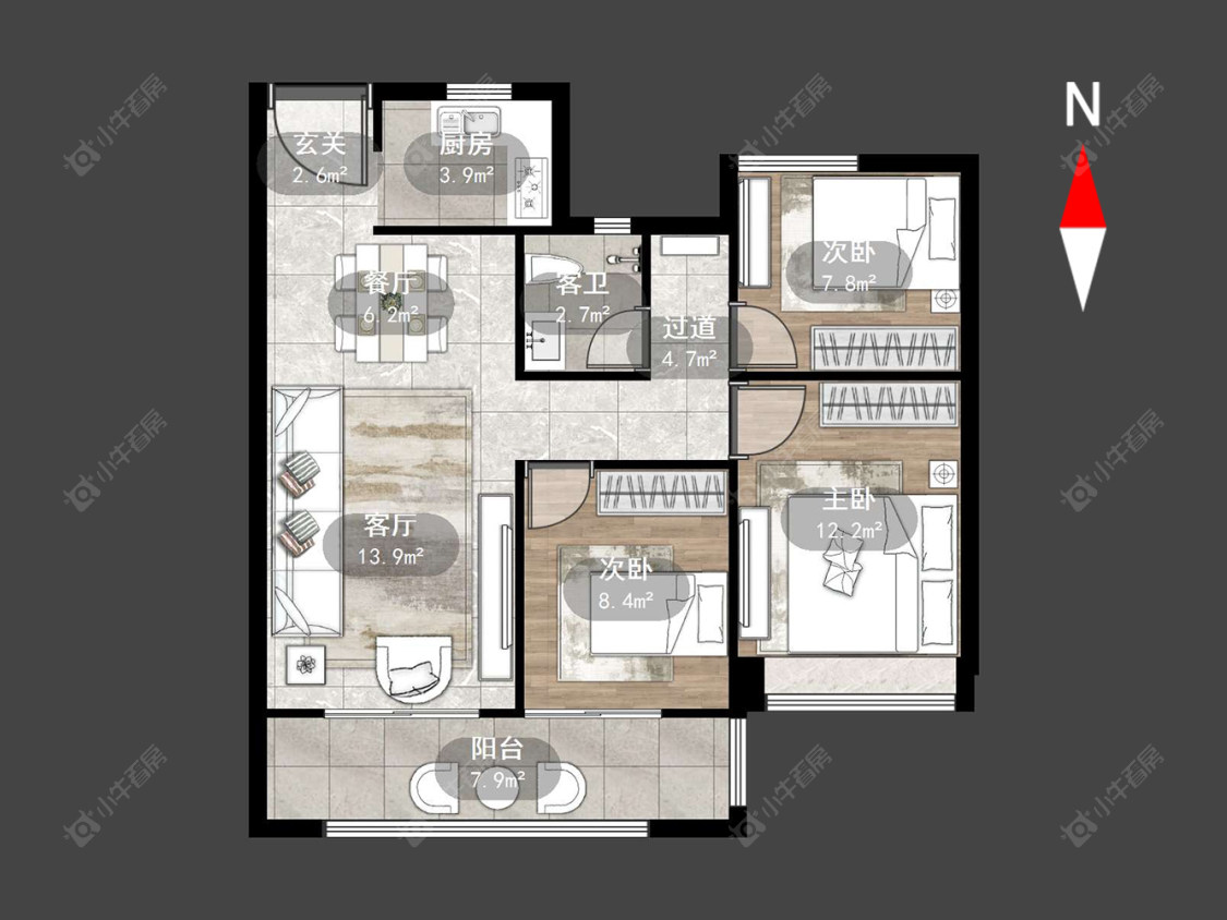 中梁金科启宸房源户型图 常州中梁金科启宸在售二手房源户型图_小牛看房