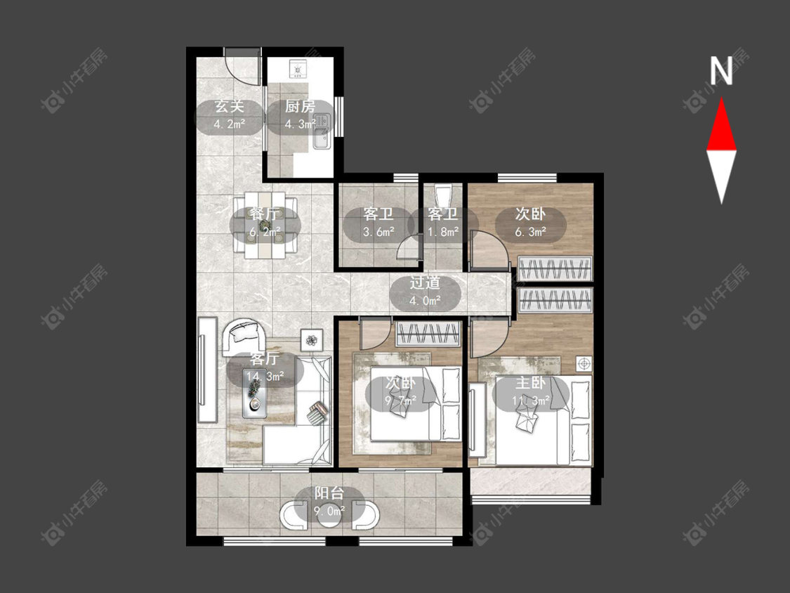 常州新城华宇悦隽公馆在售二手房源户型图_小牛看房