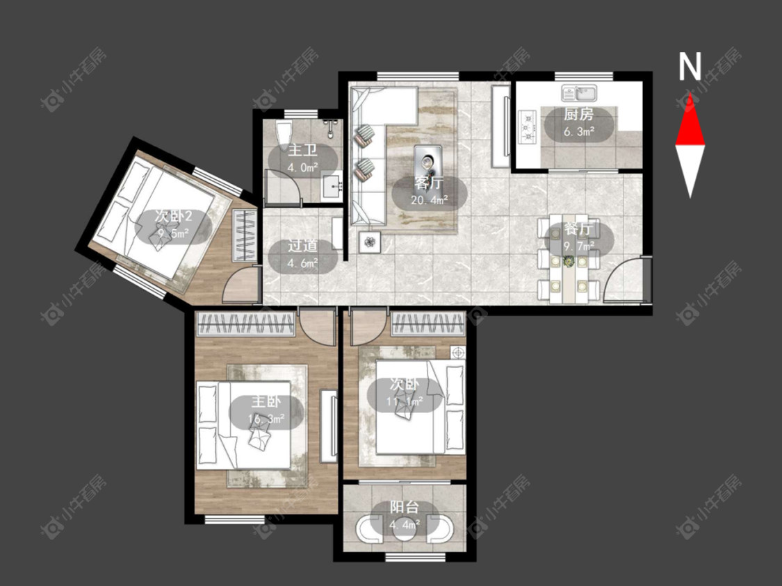 常州天逸城南区在售二手房源户型图_小牛看房