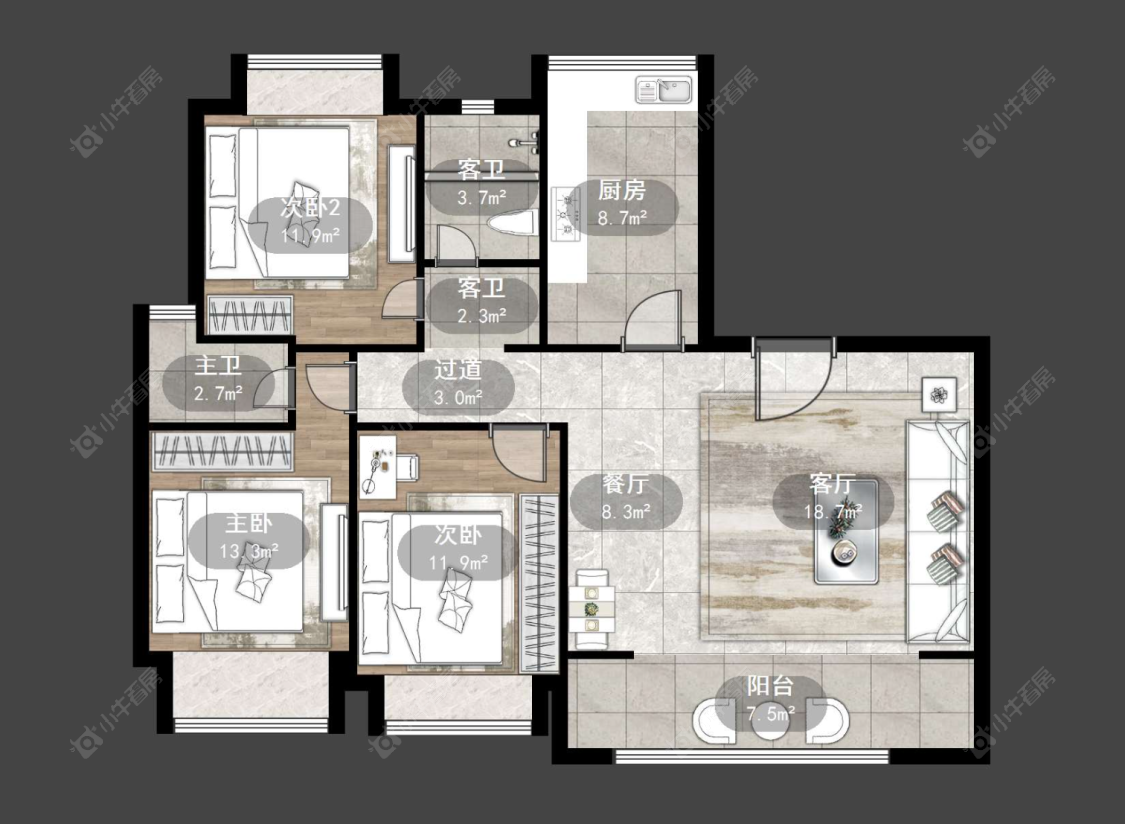 常州龙控公园道在售二手房源户型图_小牛看房
