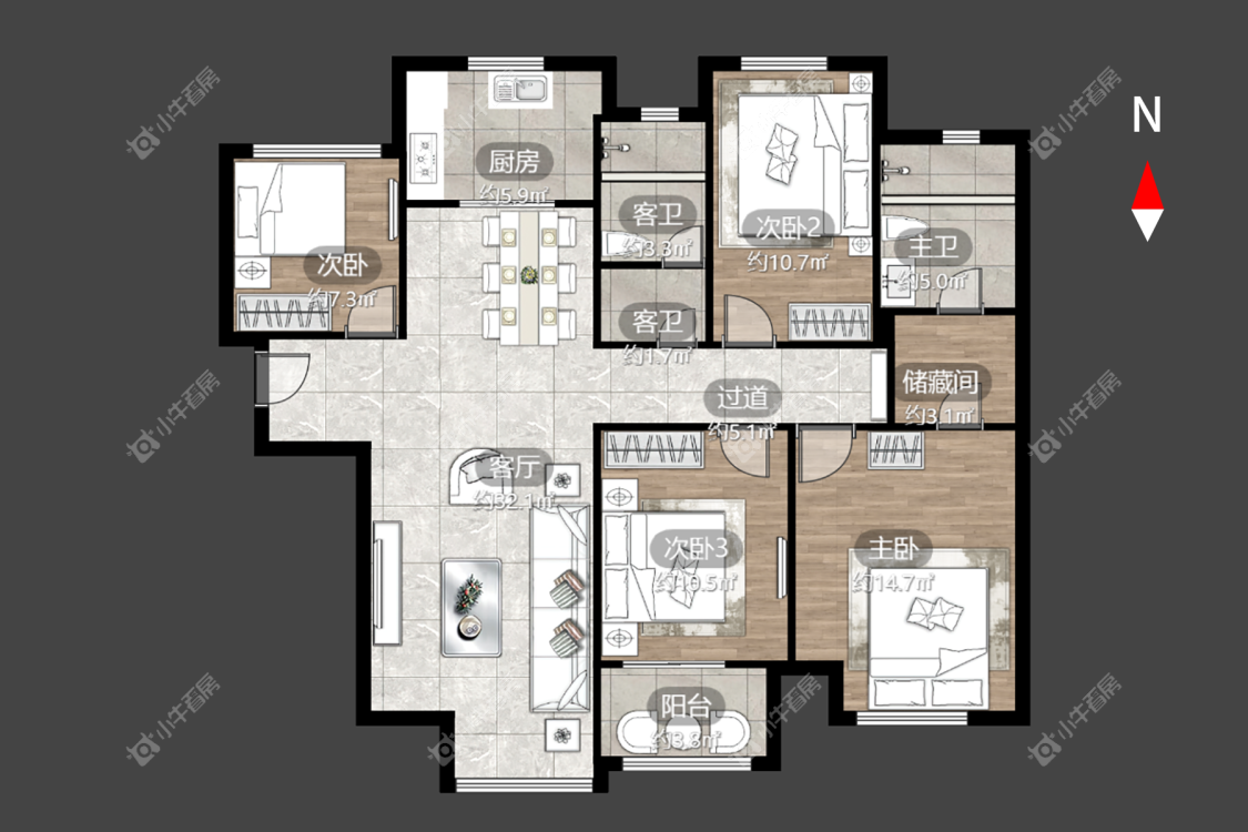 常州新城香溢澜桥二期在租房源户型图_小牛看房