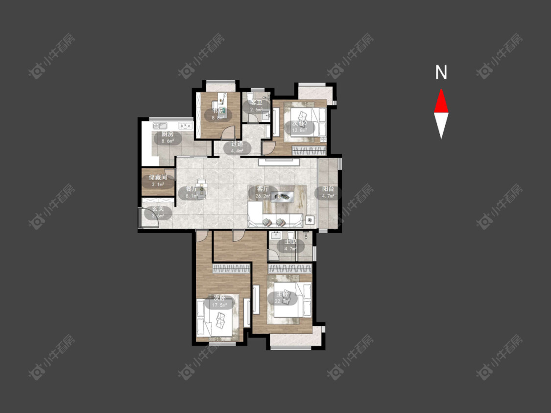 常州世茂香槟湖三期在售二手房源户型图_小牛看房