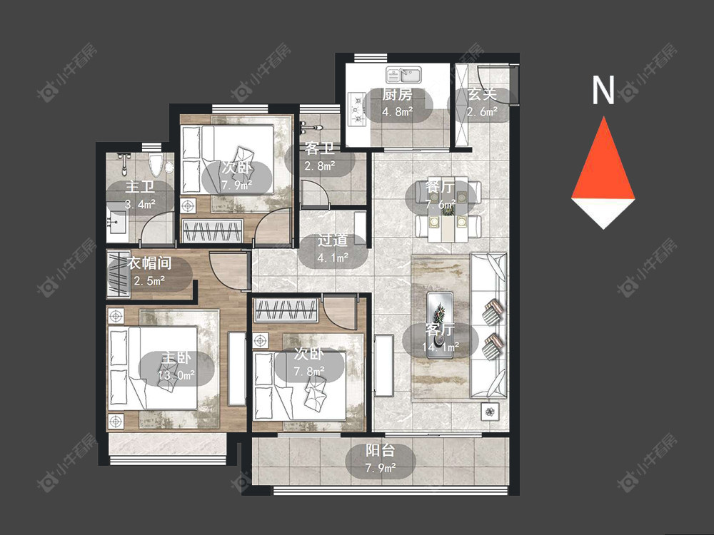 中梁金科启宸房源户型图 常州中梁金科启宸在售二手房源户型图_小牛看房