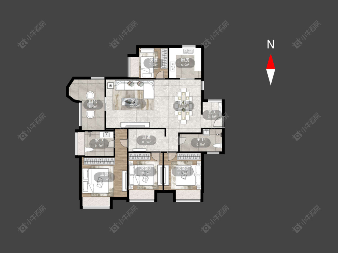 常州世茂香槟湖一期在售二手房源户型图_小牛看房
