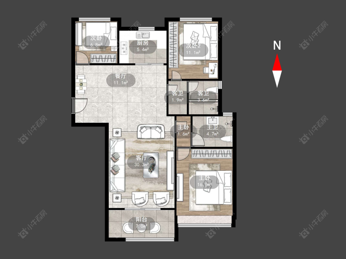 滨江豪园房源户型图 常州滨江豪园在售二手房源户型图_小牛看房