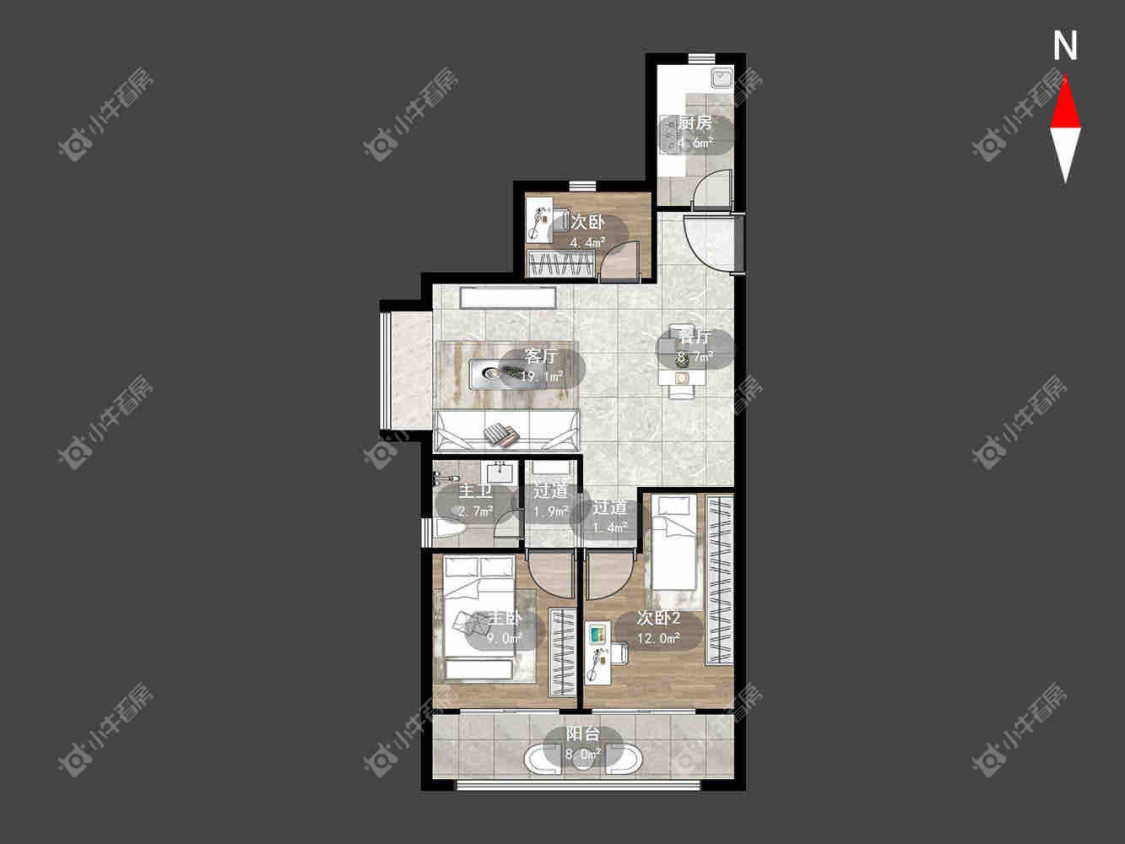 常州雅居乐路劲棠颂在租房源户型图_小牛看房