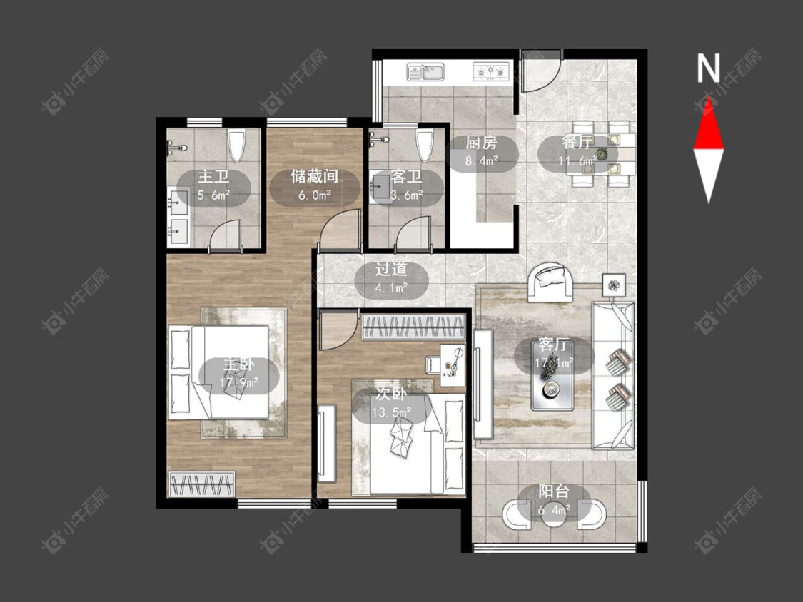 莱蒙城中央府西区房源户型图 常州莱蒙城中央府西区在售二手房源户型图_小牛看房