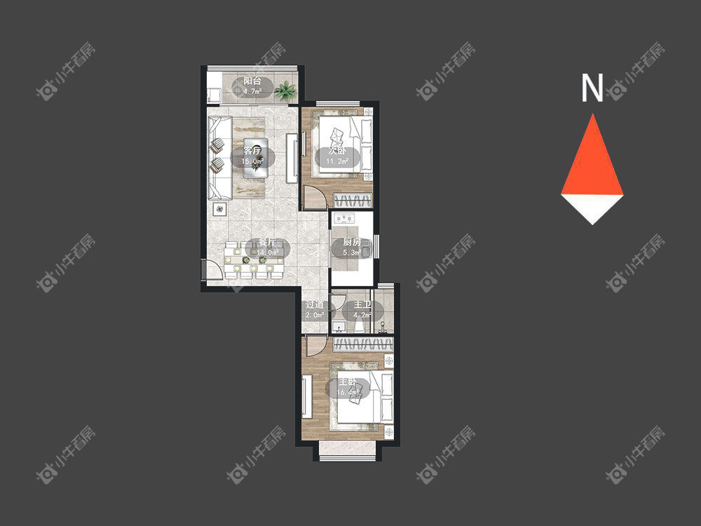 常州恒大御景在租房源户型图_小牛看房