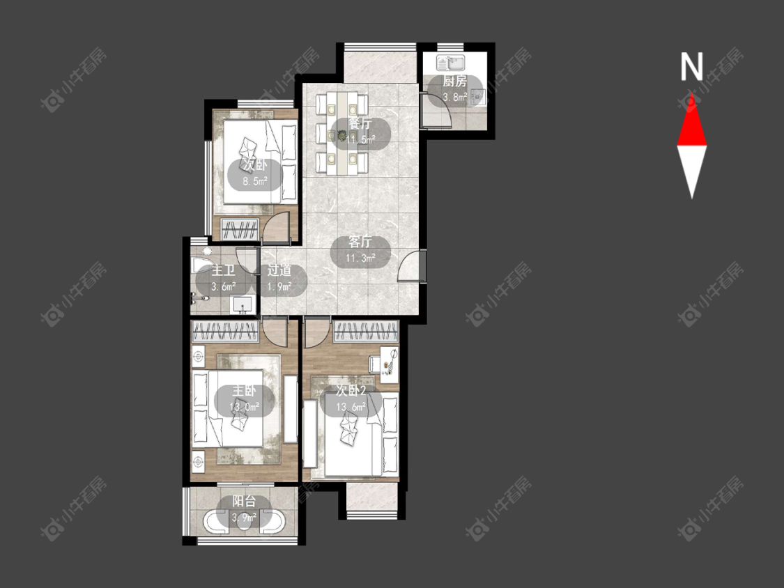 常州飞龙新苑在售二手房源户型图_小牛看房