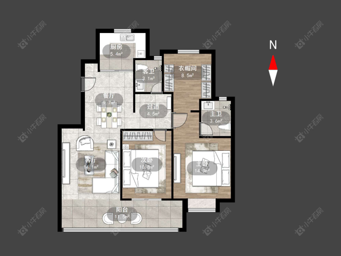 常州天奕云著在售二手房源户型图_小牛看房