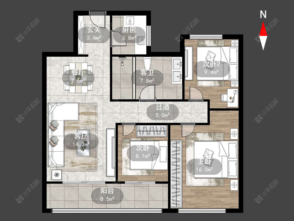 美的世茂云筑房源户型图 常州美的世茂云筑在售二手房源户型图_小牛看房