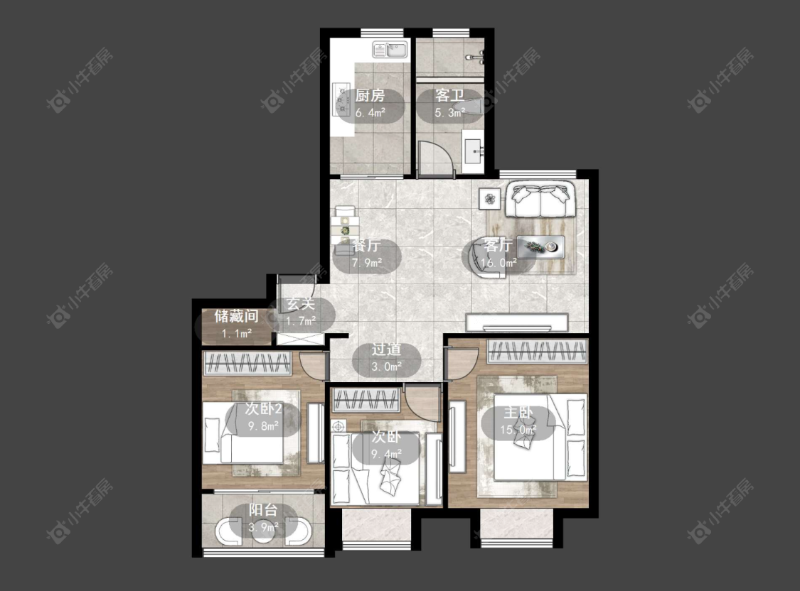 常州滨江明珠城东区在售二手房源户型图_小牛看房