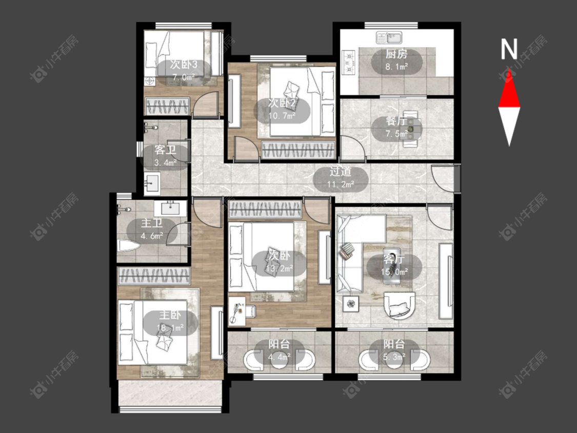 凤凰湖西苑房源户型图 常州凤凰湖西苑在售二手房源户型图_小牛看房