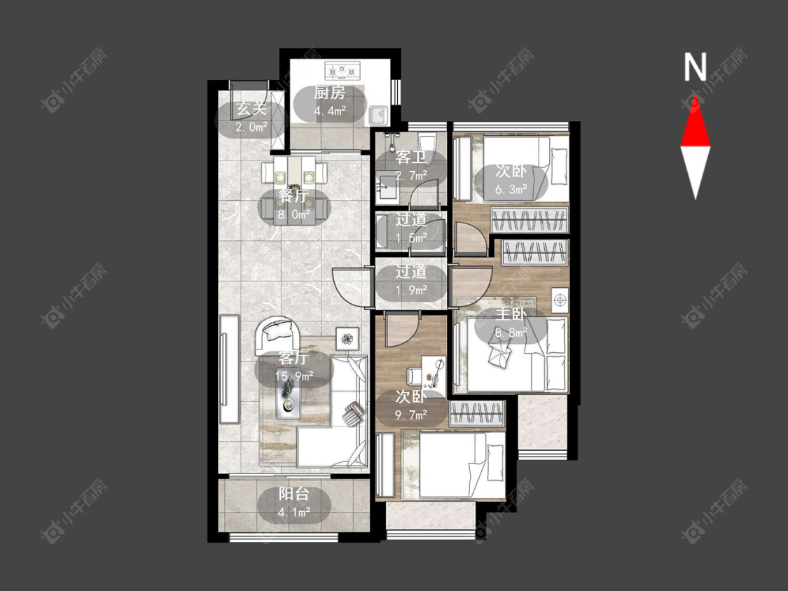 常州龙湖龙誉城二期在售二手房源户型图_小牛看房
