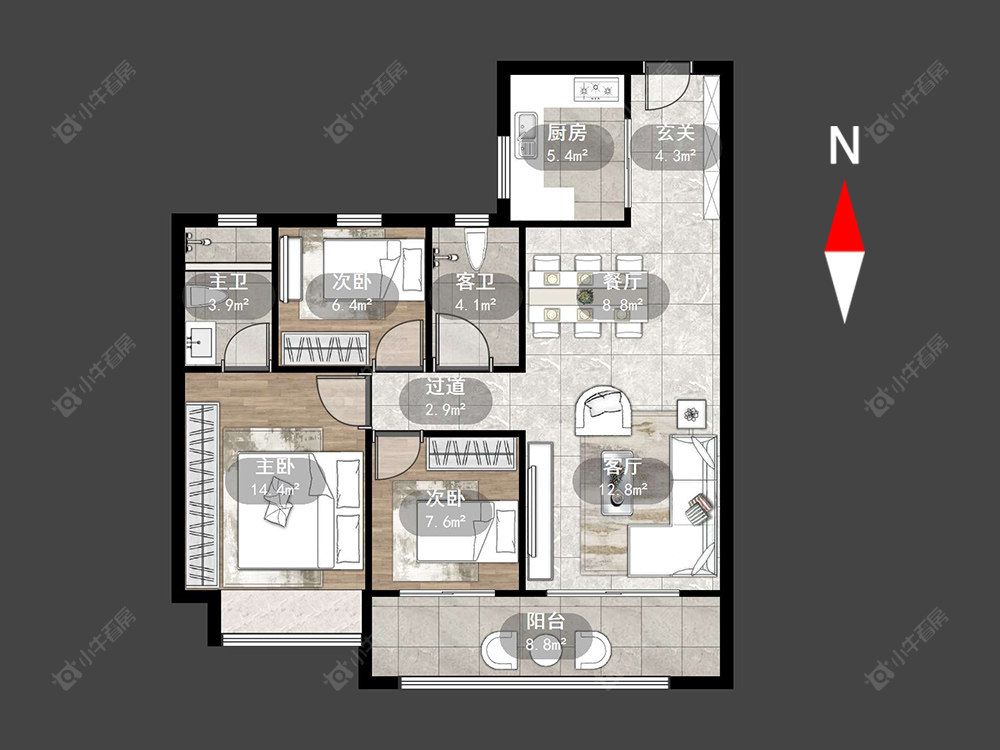 常州碧桂园都市森林在售二手房源户型图_小牛看房