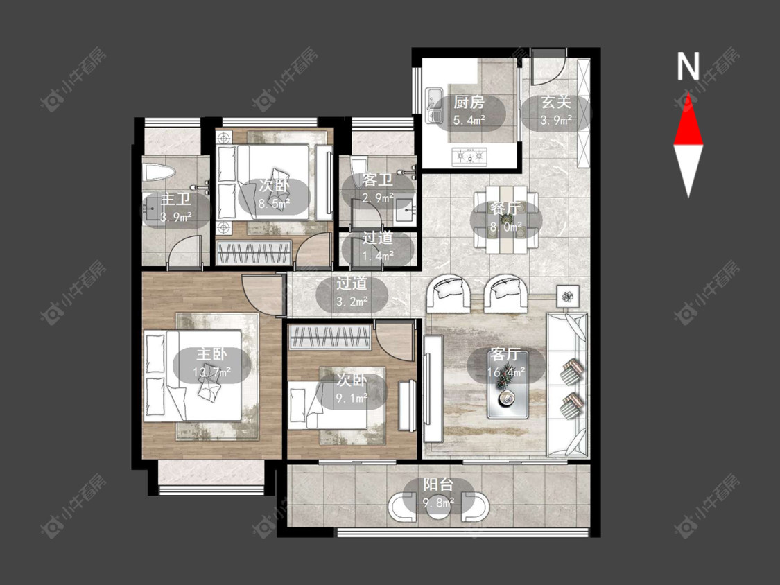 常州美的旭辉天赋在售二手房源户型图_小牛看房
