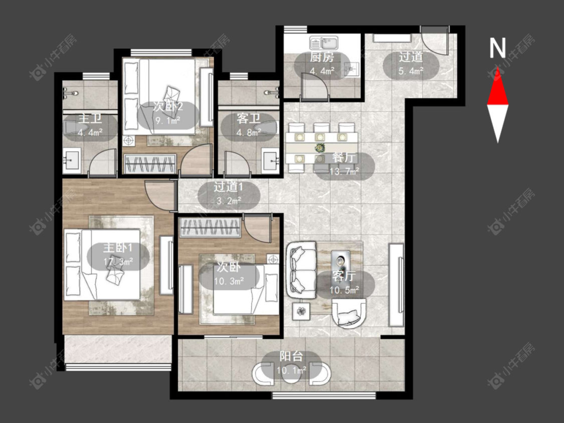 常州美的世茂云筑在售二手房源户型图_小牛看房