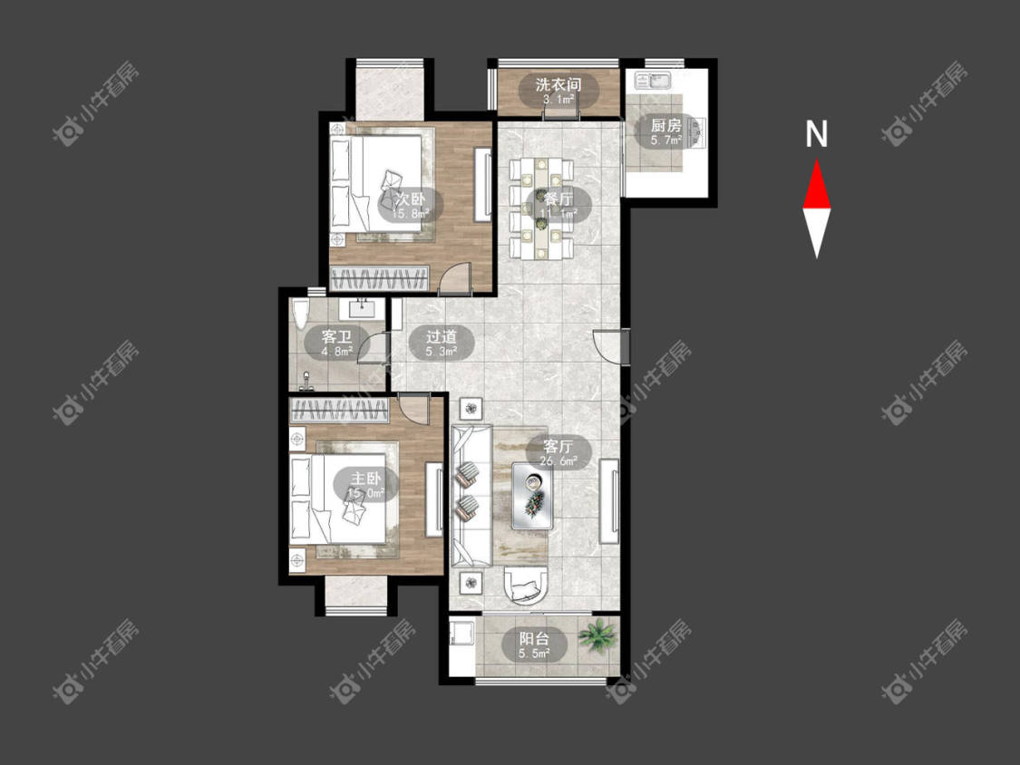 百馨北北苑房源户型图 常州百馨北北苑在租房源户型图_小牛看房