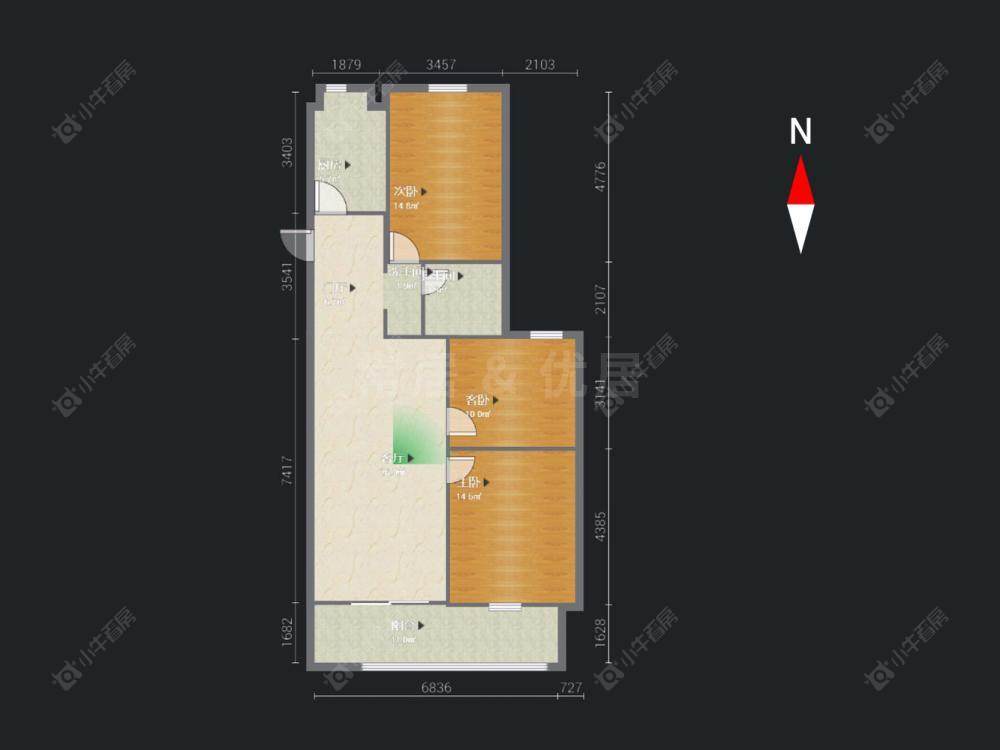 九洲花园二期房源户型图 常州九洲花园二期在售二手房源户型图_小牛看房