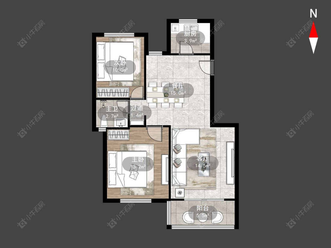 常州金洲花城在售二手房源户型图_小牛看房