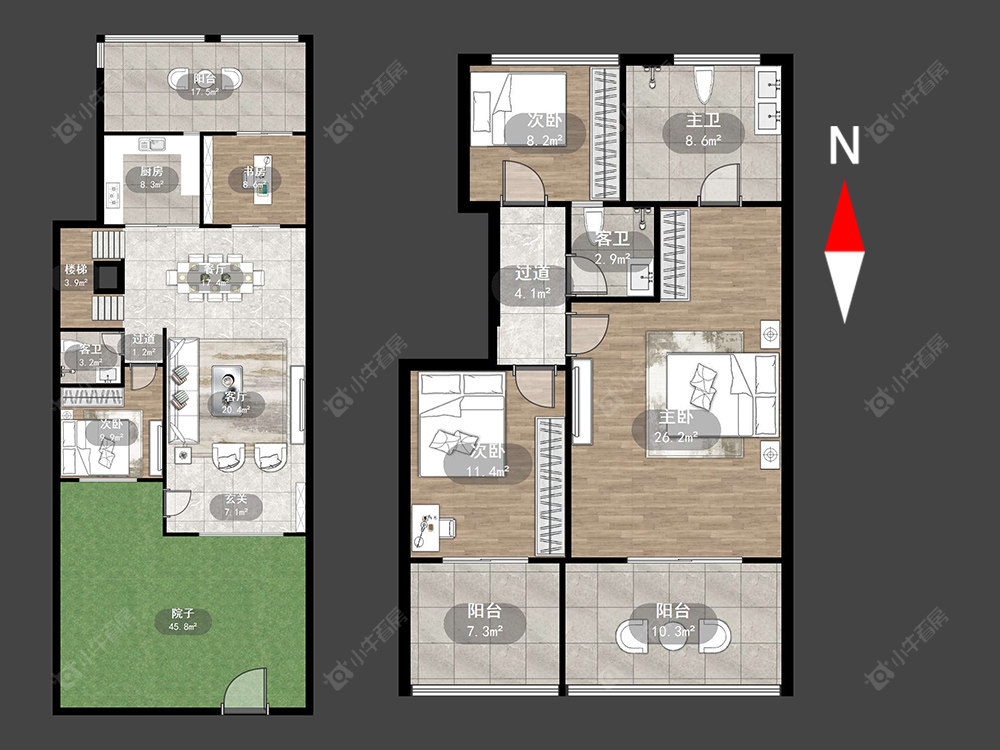 常州绿地香奈别墅区在售二手房源户型图_小牛看房